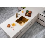 Brushed Gold Stainless Steel Handmade Top/Undermount Single Bowl Kitchen/Laundry Sink 510x450x230mm